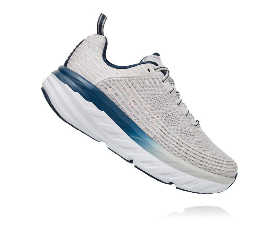 Zapatos Para Caminar Hoka One One Mujer Grises - Bondi 6 - ANZD47829